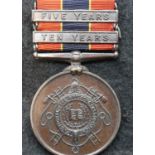 11588 ED J MOYSER, a British Fire Brigade Long Service and Good Conduct medal with two bars. P&P