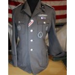 German WWII representation tunic, with medal bar, Infantry Assault award, silver wound badge,