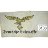 German WWII aged replica printed Deutsche Luftwaffe armband. P&P Group 1 (£14+VAT for the first