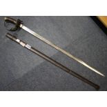 Imperial German WWI model 1889 cavalry sword with steel scabbard, the uninscribed blade L: 80 cm,