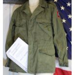 USA type military jacket, badged with Airbourne patches, used in the Band of Brothers television