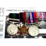 T/36685 DVR S J HAWKE RASC, a British WWII medal trio comprising 1939-45 Star, BWM and GSM, with