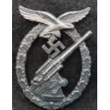 German WWII aged replica Luftwaffe Flak badge. P&P Group 1 (£14+VAT for the first lot and £1+VAT for
