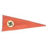 German WWII embroidered and braided staff car pennant, bearing black ink stamp, L: 55 cm. P&P