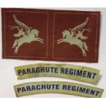 British WWII re-enactment Parachute Regiment shoulder titles and Pegasus division patches. P&P Group