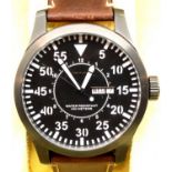 Gents Invicta day and date wristwatch on leather strap, new and boxed. P&P Group 1 (£14+VAT for