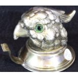Italian white metal Parrot Head form tape dispenser with glass eyes, H: 9 cm. P&P Group 1 (£14+VAT