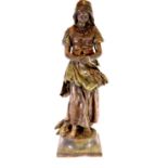 After Emile Edmond Peynot (1850-1932), a Spelter figurine, L'Angelus, H: 55 cm. P&P Group 3 (£25+VAT