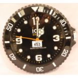 Radio controlled black dial Ice Clock wall clock, D: 30 cm, working at time of lotting. P&P Group