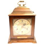 Large Smiths walnut cased Westminster chime mantel clock with pendulum and key, with John Sommers