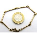 9ct gold bar link bracelet, L: 18 cm, 6.0g. P&P Group 1 (£14+VAT for the first lot and £1+VAT for