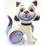 Lorna Bailey cat, Queenie, H: 14 cm. P&P Group 1 (£14+VAT for the first lot and £1+VAT for