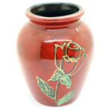 Anita Harris Red Rose vase, H: 13 cm. P&P Group 2 (£18+VAT for the first lot and £3+VAT for