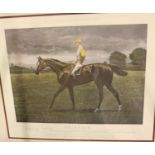 Gilt framed Sainfoin Derby winner print, 80 x 90 cm including frame. Not available for in-house P&P,