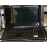 Toshiba Satellite laptop computer, lacking charger, working, with username and password supplied.