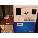 Pair of stereo wireless light bulb speakers & docking station with large subwoofer; wireless;