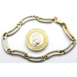 9ct yellow gold bracelet, L: 18 cm, 8.9g. P&P Group 1 (£14+VAT for the first lot and £1+VAT for