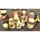 Collection of character and Toby jugs including Royal Doulton the Huntsman, Melba Ware Punch and