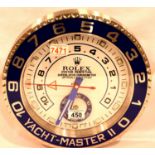 Dealers point of sale wall clock, Yachtmaster face and bezel, sweeping second hand and working sub