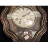Ornate French mechanical wall clock with inlaid case, dial marked E Cavarec Fils a Landerneau with
