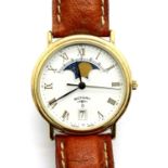 Rotary Moonphase gents gold plated wristwatch (requires battery). P&P Group 1 (£14+VAT for the first