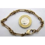 9ct yellow gold bracelet, with trombone links, L: 18 cm, 8.9g. P&P Group 1 (£14+VAT for the first