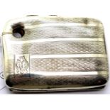 1923 Hallmarked Silver cigarette case with a bullet hole. P&P Group 1 (£14+VAT for the first lot and