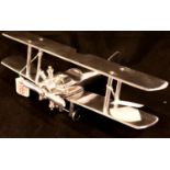 Chrome bi-plane, wingspan 37 cm. P&P Group 3 (£25+VAT for the first lot and £5+VAT for subsequent