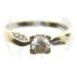 9ct gold solitaire white stone ring, size K/L, 2.4g. P&P Group 1 (£14+VAT for the first lot and £1+