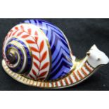 Royal Crown Derby snail paperweight with gold stopper, L: 13 cm. P&P Group 2 (£18+VAT for the