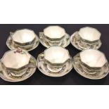 Royal Doulton Pekin, a set of six cups with saucers. P&P Group 3 (£25+VAT for the first lot and £5+