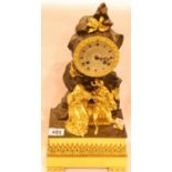 French Empire gilt bronze figural mantel clock by Leroy, Paris, C.1810 the silk thread count wheel