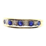 9ct gold diamond and sapphire set ring, size H, 2.4g. P&P Group 1 (£14+VAT for the first lot and £
