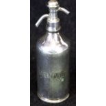 Early 20th century white metal vesta case in the form of a soda syphon, inscribed Camwal, H: 65