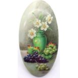 Cauldon Ware hand painted oval plaque signed J Brough L: 15 cm. P&P Group 1 (£14+VAT for the first