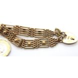 9ct yellow gold gate bracelet with padlock clasp, 18.3g. P&P Group 1 (£14+VAT for the first lot