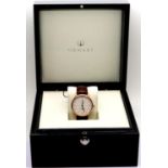 New boxed Ornake gents wristwatch, gold plated case with white dial, with Japanese Miyoto