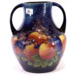 Very large Moorcroft Blue Finches two handled vase, H: 38 cm. Not available for in-house P&P,