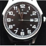 Gents Bulova black dial date wristwatch on leather strap, new and boxed. P&P Group 1 (£14+VAT for