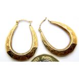 Pair of 9ct gold hoop earrings, 1.2g. P&P Group 1 (£14+VAT for the first lot and £1+VAT for