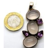 925 silver moonstone and amethyst set pendant, H: 45 mm, 19g. P&P Group 1 (£14+VAT for the first lot