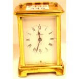 Vintage Bayard eight day brass carriage clock. P&P Group 2 (£18+VAT for the first lot and £3+VAT for