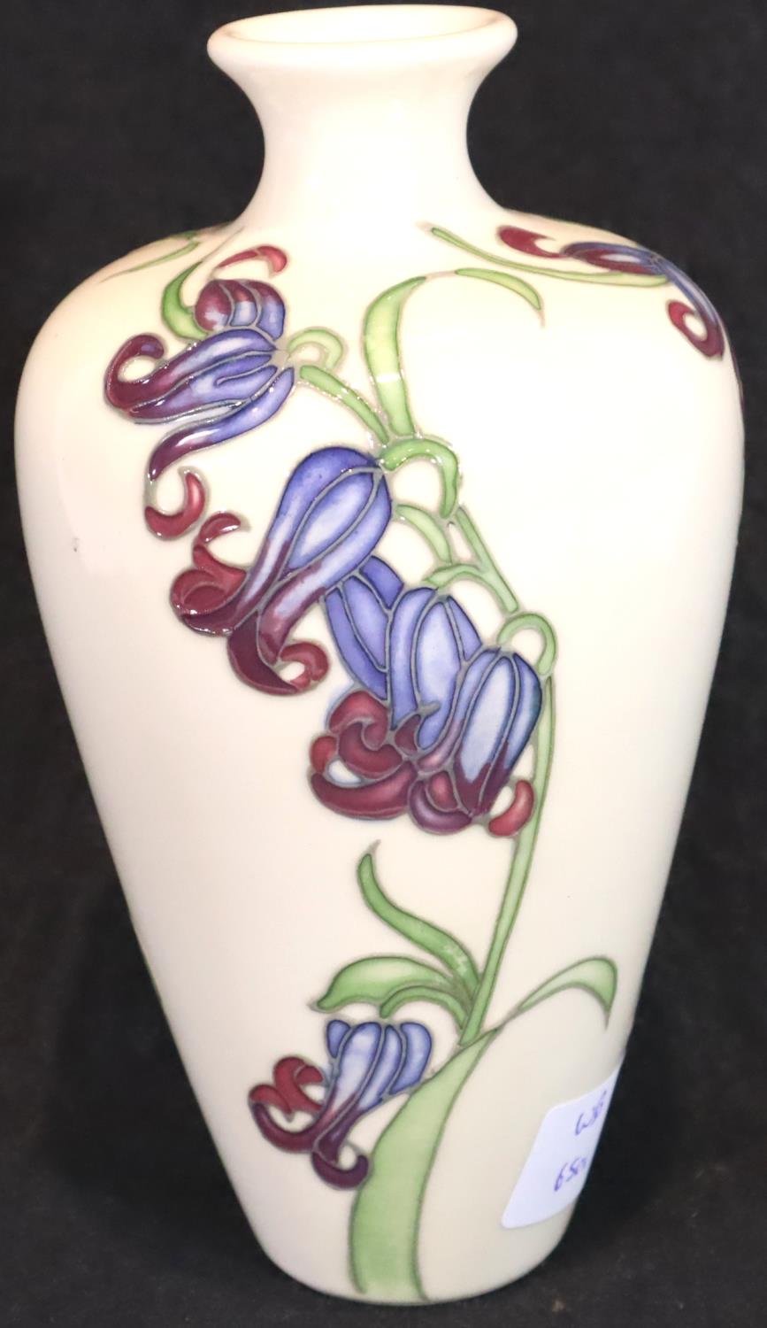 Moorcroft vase in the Bluebell Harmony pattern, H: 16 cm. P&P Group 2 (£18+VAT for the first lot and