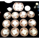 Edwardian floral tea service of forty pieces, all in good order. Not available for in-house P&P,