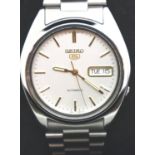Gents Seiko Five automatic day date wristwatch, new and boxed. Working at lotting. P&P Group 1 (£