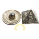 Sterling silver sombrero, D: 45 mm and a presumed silver pyramid. P&P Group 1 (£14+VAT for the first