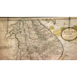 Robert Morden hand coloured map of Lincolnshire, 44 x 38 cm. P&P Group 3 (£25+VAT for the first