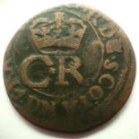 (1600-1649) King Charles I - Hammered Scottish Turner. P&P Group 1 (£14+VAT for the first lot and £