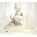 FM Miller London 1855 dated Victorian carved alabaster figural putti group We Frolic While 'Tis May,