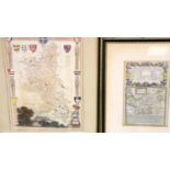 Two framed antiquarian maps of Cheshire and Buckinghamshire. Not available for in-house P&P, contact